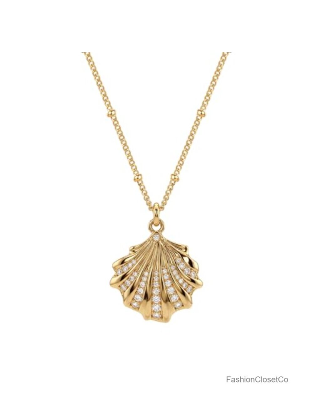 18K Gold Plated Brass Ocean Shell Pendant Necklace 20in